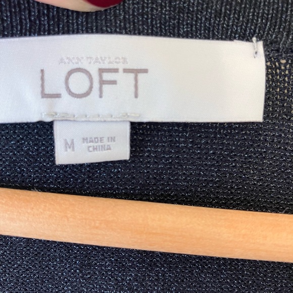 Ann Taylor Loft Women Black Striped Sheer Cardigan size M - Picture 8 of 13